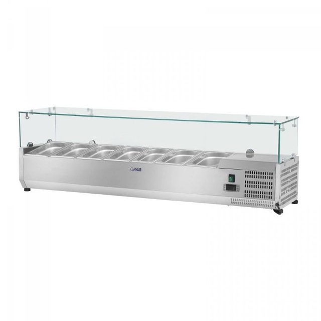 Dzesēšanas pagarinājums - 150 x 33 cm - 7 x GN 1/4 - ROYAL CATERING stikla pārsegs 10010933 RCKV-150/33-7