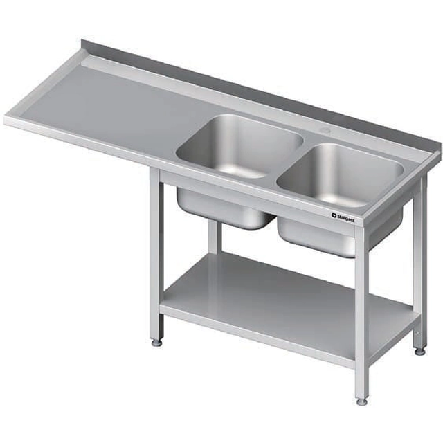 2-bowl sink table(P) and space for a refrigerator or a dishwasher 1700x600x900 mm