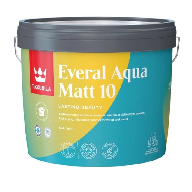 Tikkurila Everal Aqua Matt Acrylic Enamel 10 Base A 0.9L