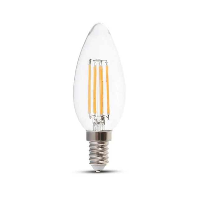 E14 Átlátszó LED izzók – Átlátszó – Gyertya – IP20 – 4W – 400 Lumen – 3000K