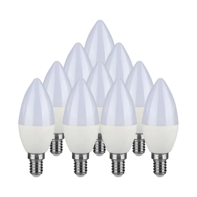 E14 Bombilla LED con base - 3.7W - Blanco cálido - 3000K - SMD - 37x100mm - IP20 - Paquete - de - 10