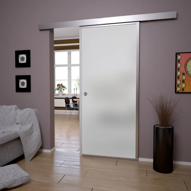 SLIDING DOORS 950X2050 ALUMINUM SILVER SATIN WITH SHELL