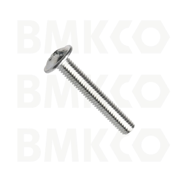Din 967, screw with decorative head, slotted combi (pozidrive + straight slot), steel 4.6, zinc white, m5x25 mm