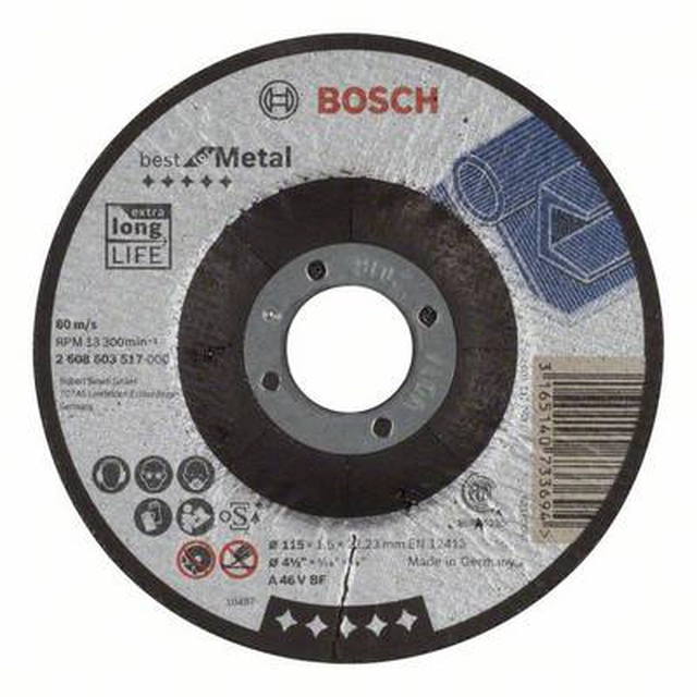 Bosch Accessories 2608603517 2608603517 Cutting disc, bent 115 mm 22.23 mm 1 piece