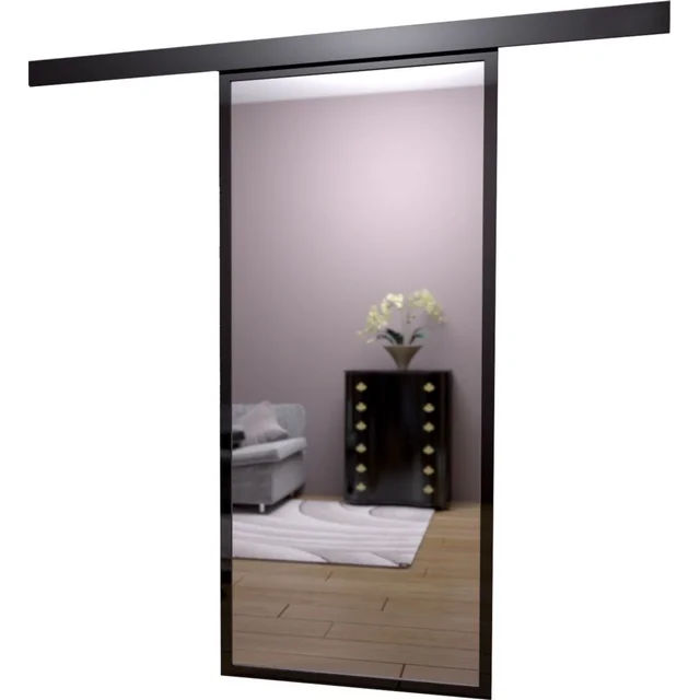 SLIDING DOORS 950X2100 ALUMINUM BLACK FILLING SILVER MIRROR 3 3