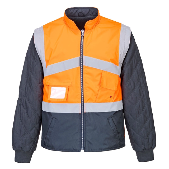 PORTWEST Hi-Vis double-sided jacket Size: XS, Color: fluorescent orange / dark blue