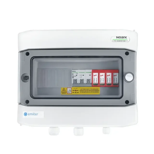 PV switchboard connectionAC hermetic IP65 EMITER with AC Dehn surge arrester type 2, 50A 3-F