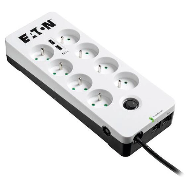 EATON apsaugos nuo viršįtampių apsaugos dėžutė 8 Tel @ USB FR, 8 lizdai + 2x USB + telefonas (PB8TUF)