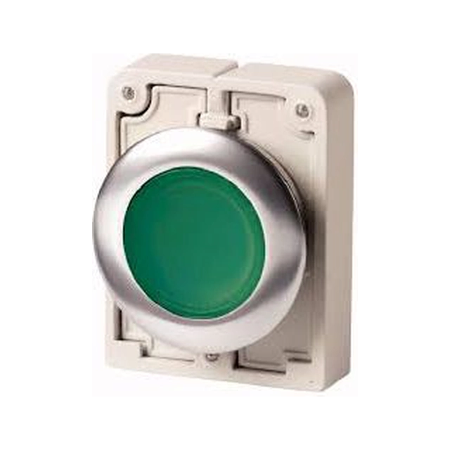 Eaton Button-drive 30mm plat groen met achtergrondverlichting en zelfterugkeer (182927)