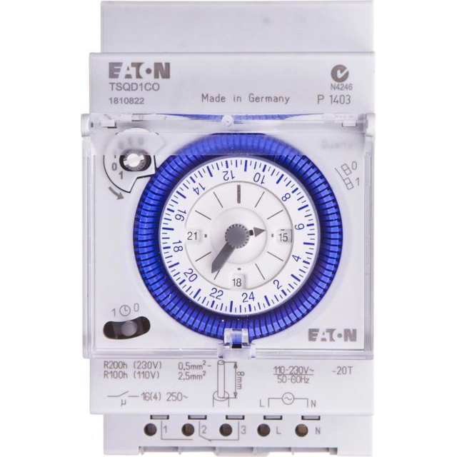 Eaton Horloge de contrôle analogique 16A monocanal quotidien TSQD1CO (167390)