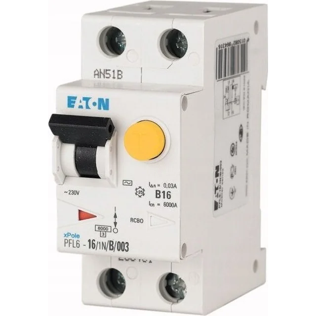 EATON (MB) Aardlekschakelaar voor overstroom 1P+N 25A 0,3A AC-type PFL6-25/1N/C/03 286489