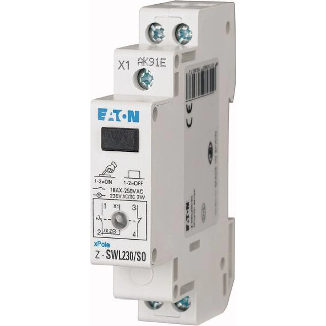 Eaton Modular switch 16A 1Z 1R med indikatorlampa 230V AC/DC Z-SWL230/SO (276307)