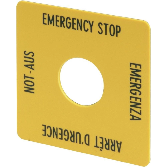 Eaton Placa descriptiva amarilla 50 x 50mm PARADA DE EMERGENCIA SQT1 (058874)