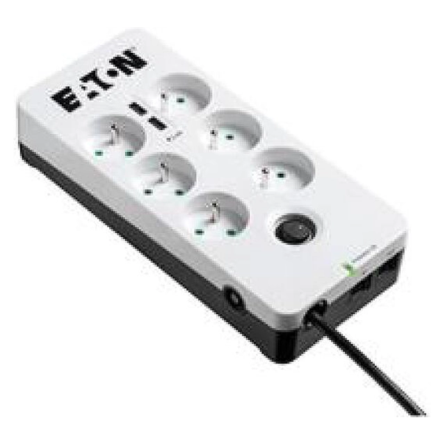 EATON Protection Box 6 USB Tel @ FR, apsauga nuo viršįtampių, 6 išėjimai, apkrova 10A, tel., 2x USB prievadas (PB6TUF)
