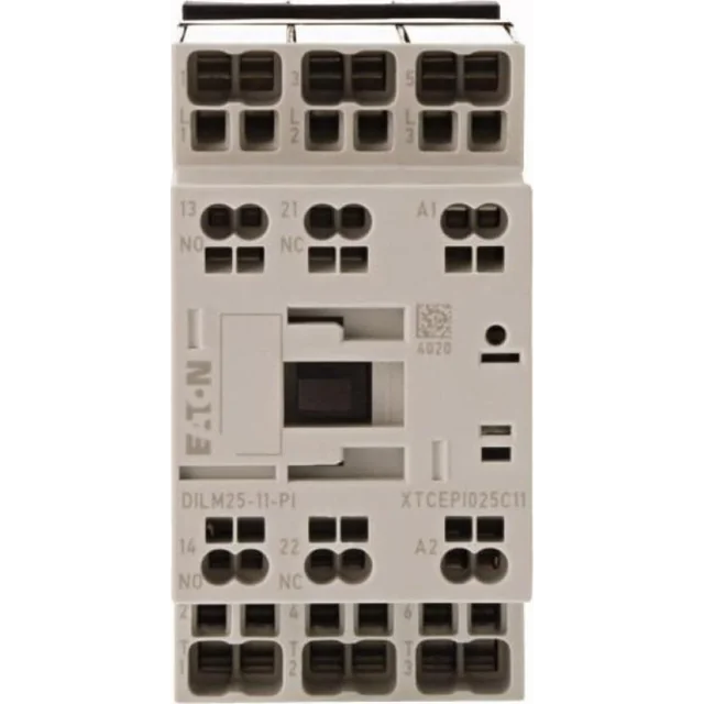 Eaton Stycznik mocy DILM 3-biegunowe 380 V 400 V 11 kW 1Z+1R 24 V AC zaciski sprężynowe Push-In 199286