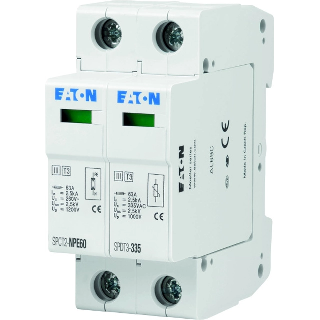 Eaton Svodič přepětí D 2P 2,5kA 1kV SPDT3-335-1+NPE (170487)