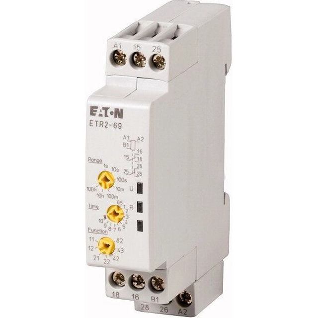 Eaton Timing relay ETR2-69 1P 3A 0,05sek - 100h 24 – 240V AC, 24 – 48V DC multi-function (262689)