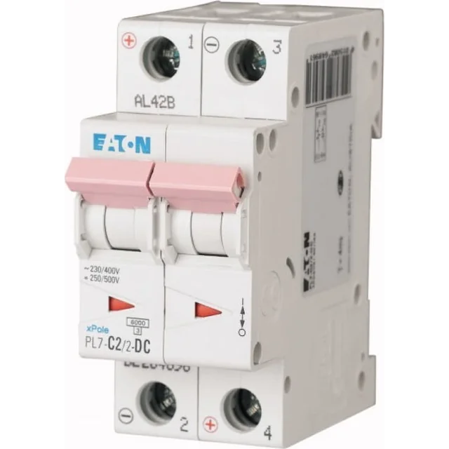 Eaton Wyłącznik nadprądowy 2P C 2A 10kA DC PL7-C2/2-DC 264896