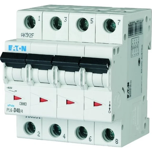 Eaton Wyłącznik nadprądowy 4P B 40A 6kA AC PL6-B40/4 166502