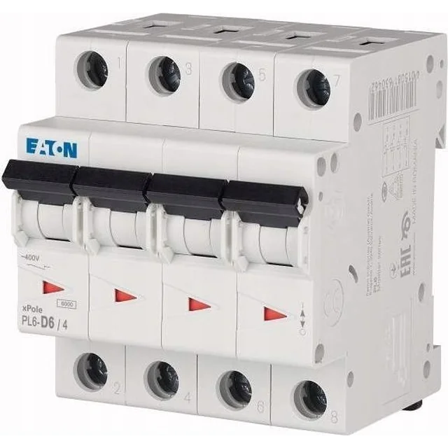 Eaton Wyłącznik nadprądowy 4P D 6A 6kA AC PL6-D6/4 166553