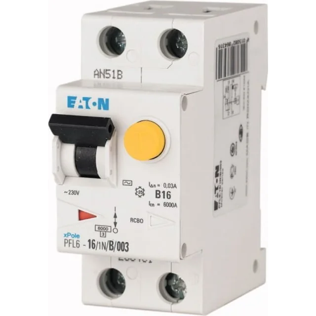Eaton Wyłącznik różnicowo-nadprądowy 1P+N 10A 0,03A típ AC PFL6-10/1N/B/003 286429