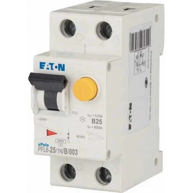 Eaton Wyłącznik różnicowo-nadprądowy 2P 25A B 0,03A Tips AC 6kA PFL6-25/1N/B/003 286433