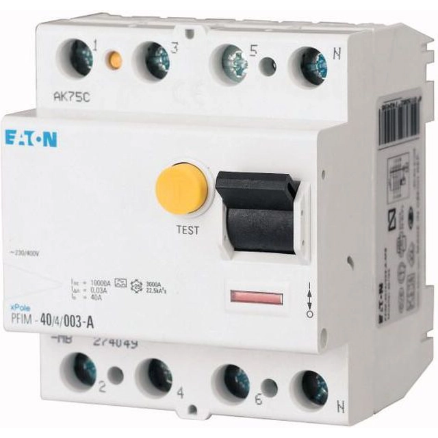 Eaton Wyłącznik różnicowo-prądowy 4P 40A 0,1A tips AC PFIM-4001-MW (235411)