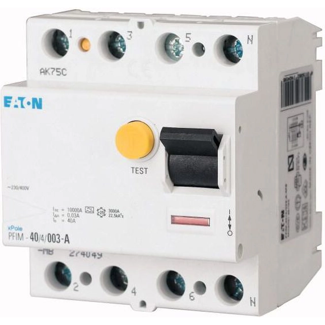 Eaton Wyłącznik różnicowo-prądowy 4P 40A 0,1A type AC PFIM-4001-MW (235411)