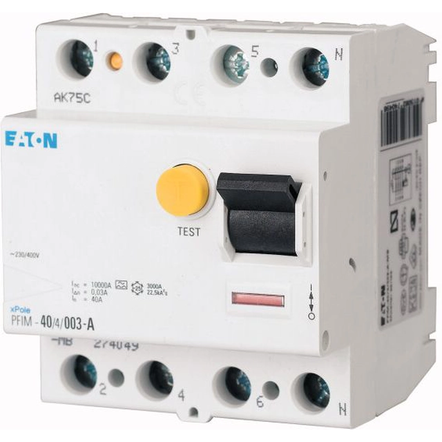 Eaton Wyłącznik różnicowo-prądowy 4P 80A 0,3A tüüp AC PFIM-8003-MW (235420)
