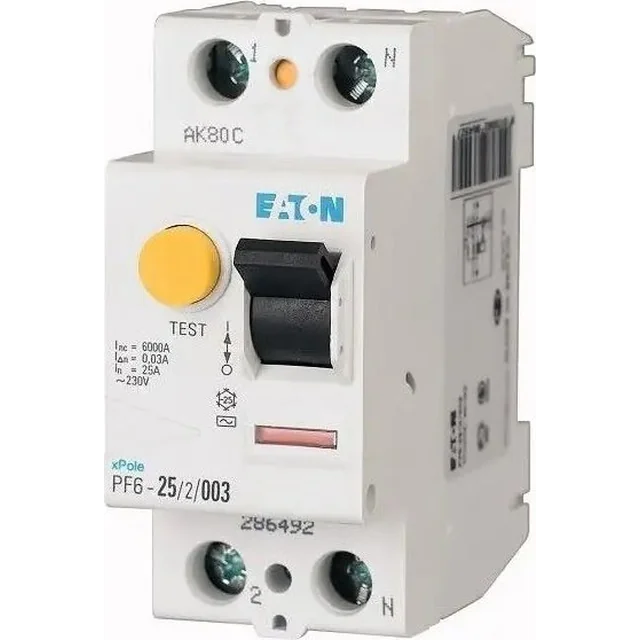 Eaton Wyłącznik różnicowoprądowy 2P 25A 0,03A tüüp AC PF6-25/2/003 286492