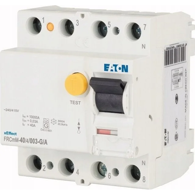 Eaton Wyłącznik różnicowoprądowy 4P 40A 0,03A G/A típus 10kA FRCMM-40/4/003-G/A 170295