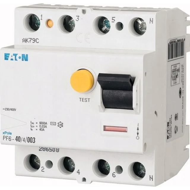 Eaton Wyłącznik różnicowoprądowy 4P 40A 0,1A tip AC PF6-40/4/01 286509