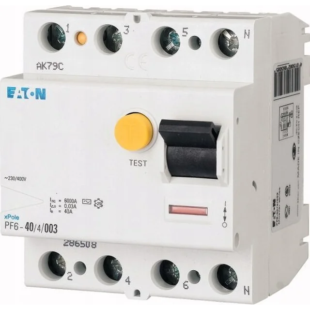 Eaton Wyłącznik różnicowoprądowy 4P 40A 0,1A typ AC PF6-40/4/01 286509