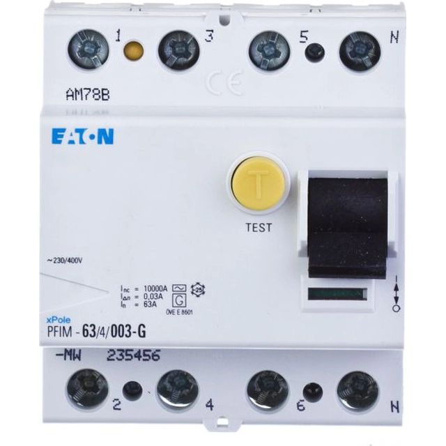 Eaton Wyłącznik różnicowoprądowy 4P 63A 0,03A tip AC PFIM-63/4/003-G 235456