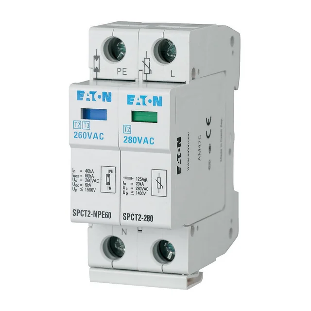 Eaton Защита от пренапрежение тип C 2 2P 20kA SPCT2-280-1+NPE 167619