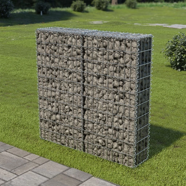 Gabion wall with covers, galvanized steel, 100x20x100 cm