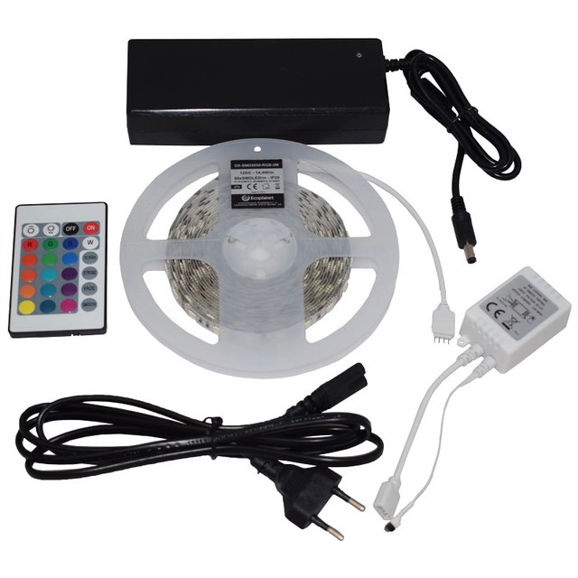 Ecolite DX-SMD5050-RGB/5M LED лента 14,4W/m без капак RGB пълен комплект 5m 230V