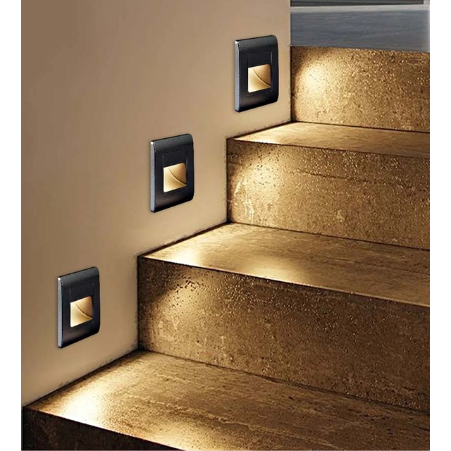 Ecolite Z01WF-CR Eclairage d'escalier extérieur LED noir 3W blanc jour