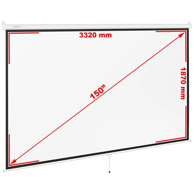 Écran de projection, semi-automatique, mural, plafond, blanc mat 150'' 340x210 cm 16:9