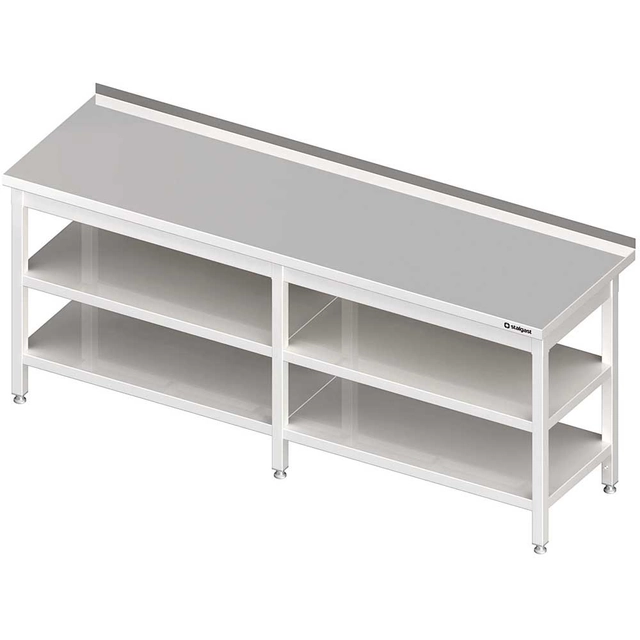 Edelstahl-Wandtisch 2 Regale 2100x600 Stalgast