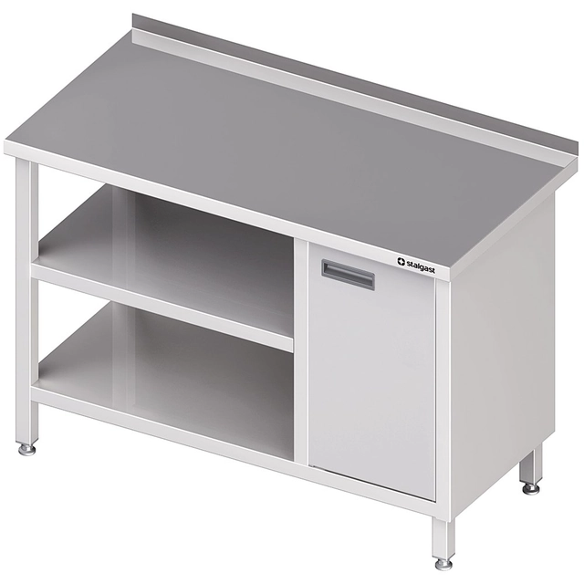 Edelstahltisch mit Schrank (P) und 2 Regalen 120x60 Stalgast