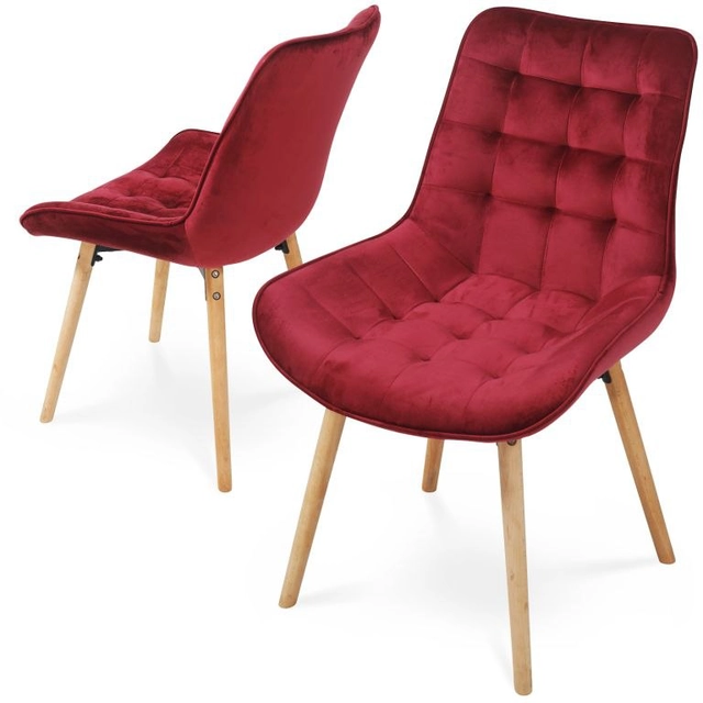 Een set eetkamerstoelen, donkerrood,2 stuks