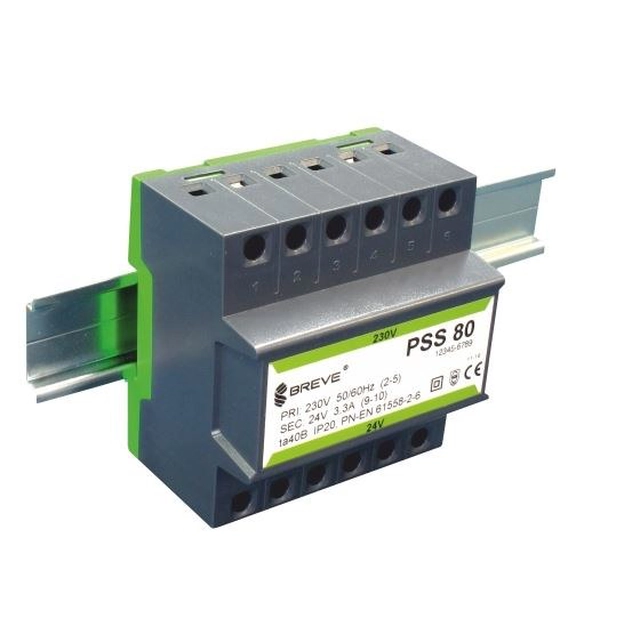 Eenfasige PSS-transformator 50N 230/24V IP30 naar de DIN-rail TH-35 in een modulaire behuizing