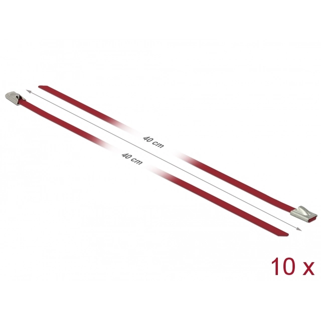 Delock Stainless Steel Cable Harnesses Length 400 x Width 4.6 mm red 10 pcs.