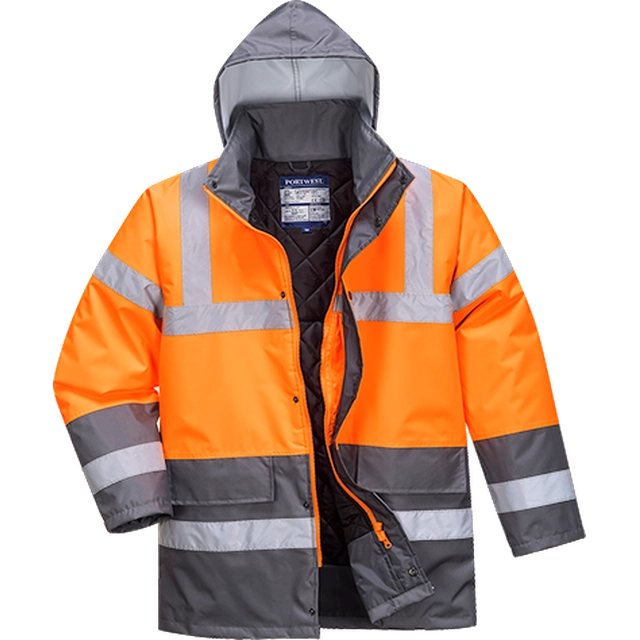 PORTWEST Two-color jacket Hi-Vis Traffic Size: M, Color: orange-gray