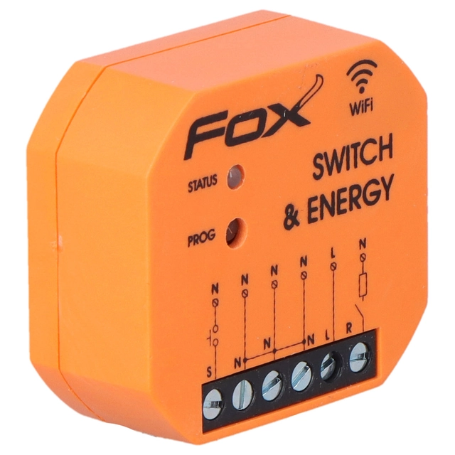 EGYSZERES Wi-Fi RELÉ230V SWITCH ENERGY FOX HÁLÓZATI PARAMÉTEREKVEL FELÜGYELETI FUNKCIÓ