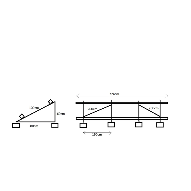 Eine Reihe von Elementen zur Selbstmontage am Boden auf 4 35mm-Platten horizontal nebeneinander