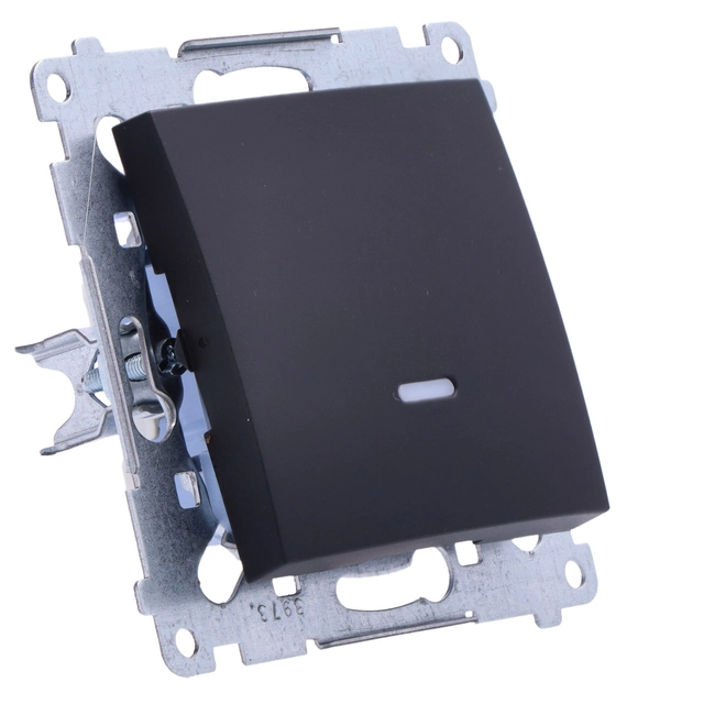 Einpoliger Schalter mit LED-Hintergrundbeleuchtung (Modul)10AX, 250V~, Schnellkupplungen, schwarz matt Simon54