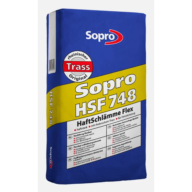 Elastic bonding mortar with Sopro HSF tray 748 25kg