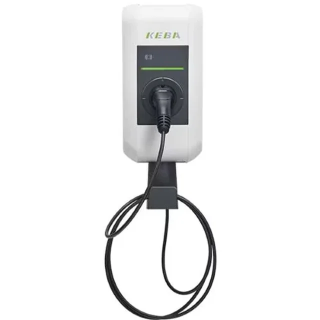 Elbil ladestation KEBA Østrig Wallbox P30 Premium, trefaset, 11 kW, 16A, Type 2, kabel 6m, hvid